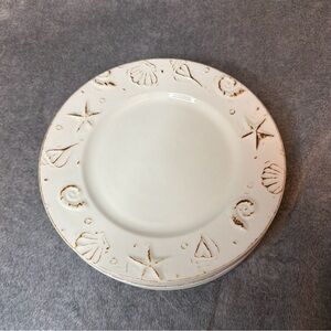 Thomson Hampton Shell 10.5" Dinner Plates Beige/ ivory